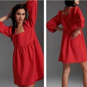 Anthropologie Amadi Esther Square Neckline Mini Dress M Petite